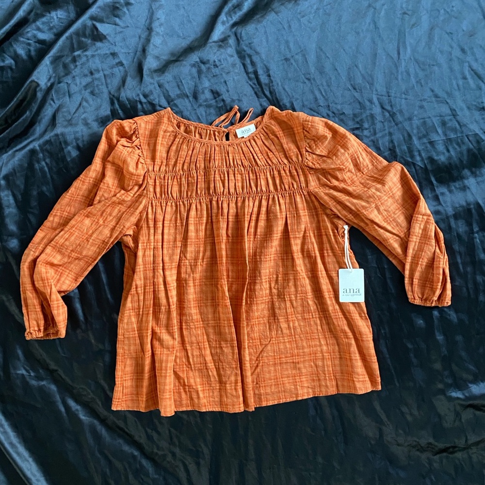 a.n.a Terracotta Plaid Top